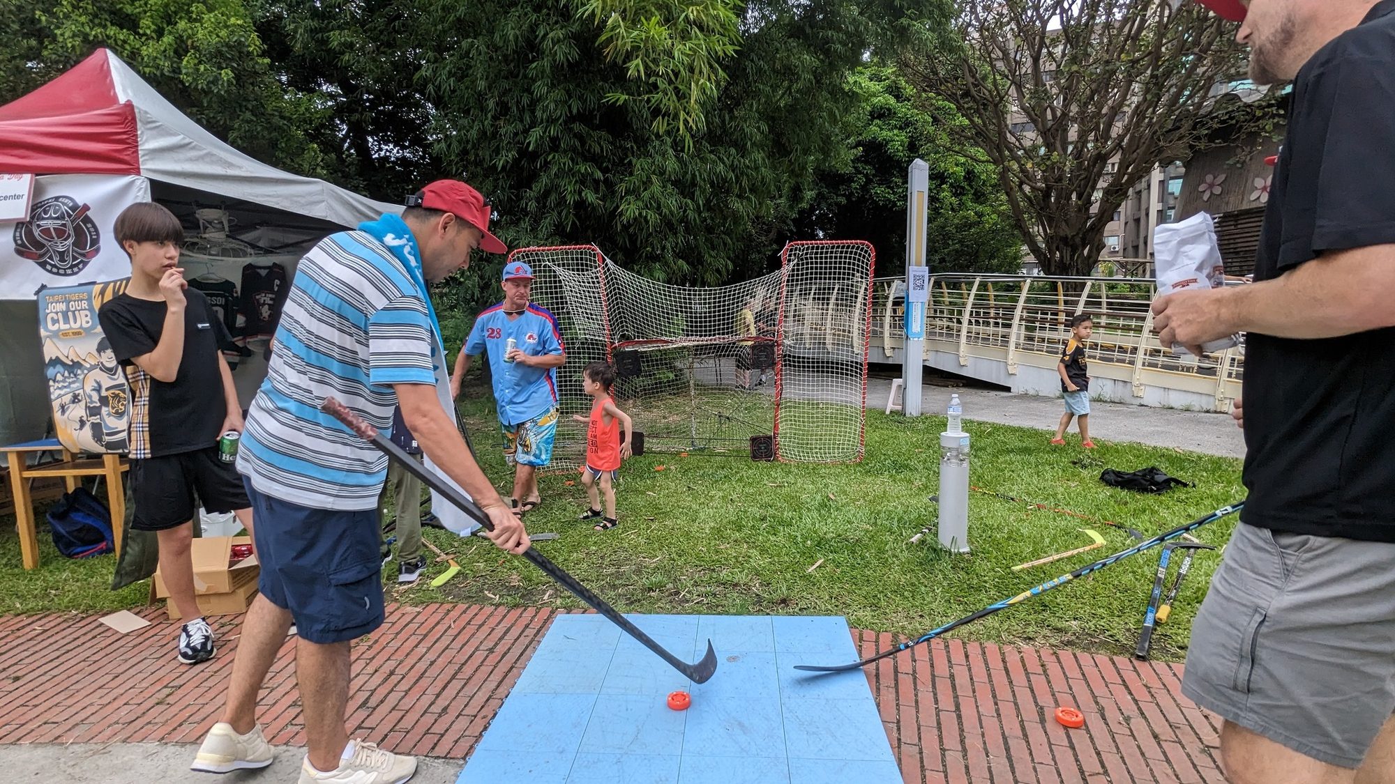 Ball hockey in the park